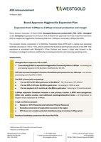 Board Approves Higginsville Expansion Plan (CNW Group/Westgold Resources Limited) Board Approves Higginsville Expansion Plan (CNW Group/Westgold Resources Limited)